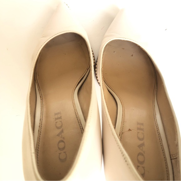 Coach White Waverly Bead-Trim Leather Pumps Heels Women’s Size 8 - Picture 12 of 15